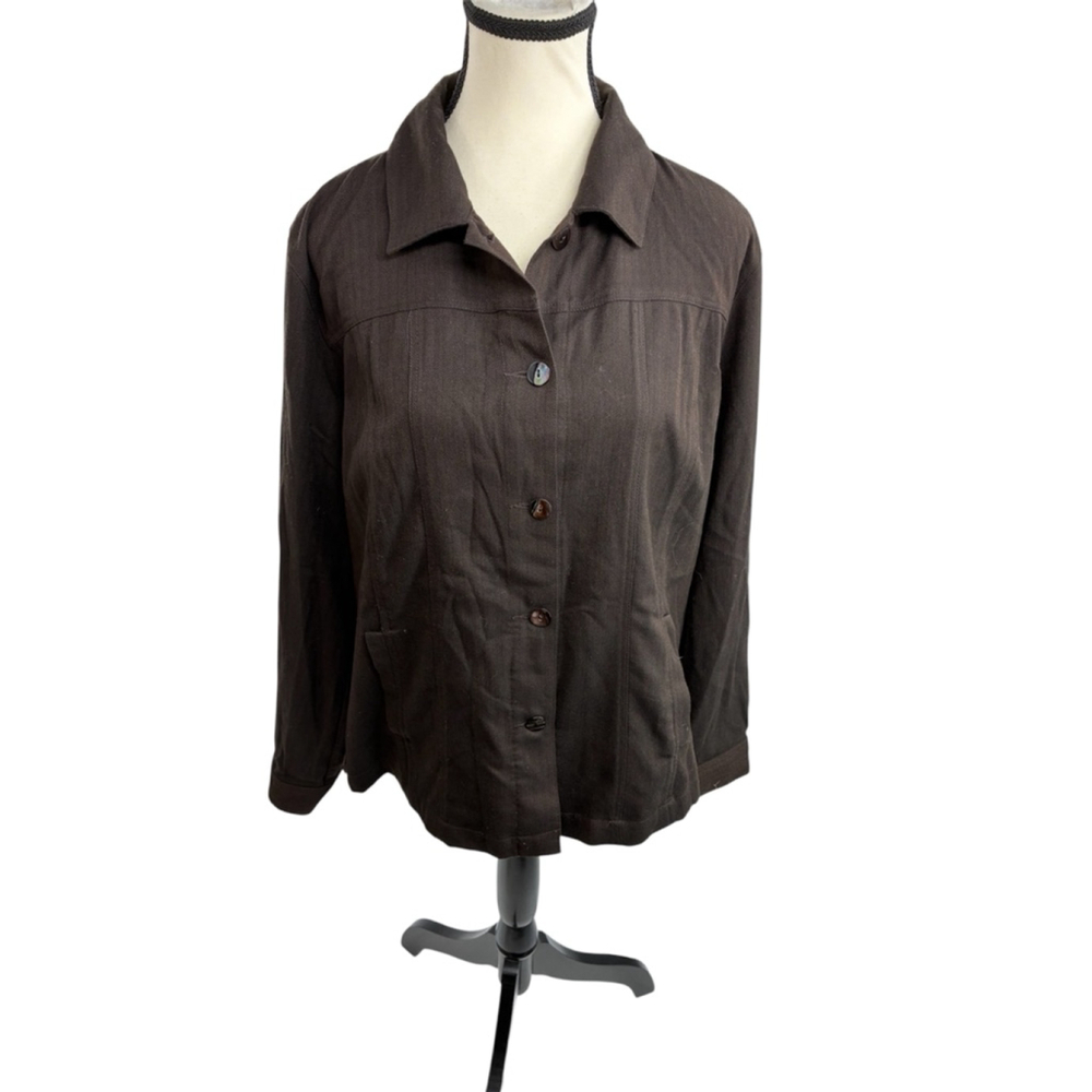 Chico’s Women’s Size L Brown Button Front Jacket Lightweight Casual Shacket
